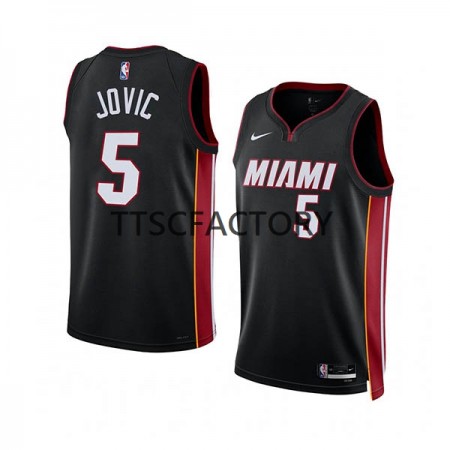 Muške NBA Dres Miami Heat Nikola Jovic 5 Nike 2022-23 Icon Edition Crno Swingman